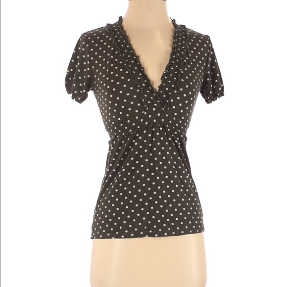 BCBGMaxAzria Tops - BCBGMAXAZRIA Top Polka Dot Elastic Empire Waist